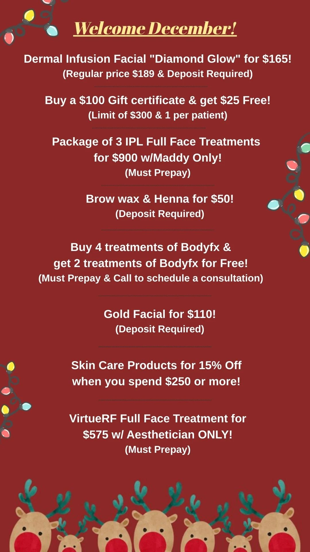 Welcome December Specials